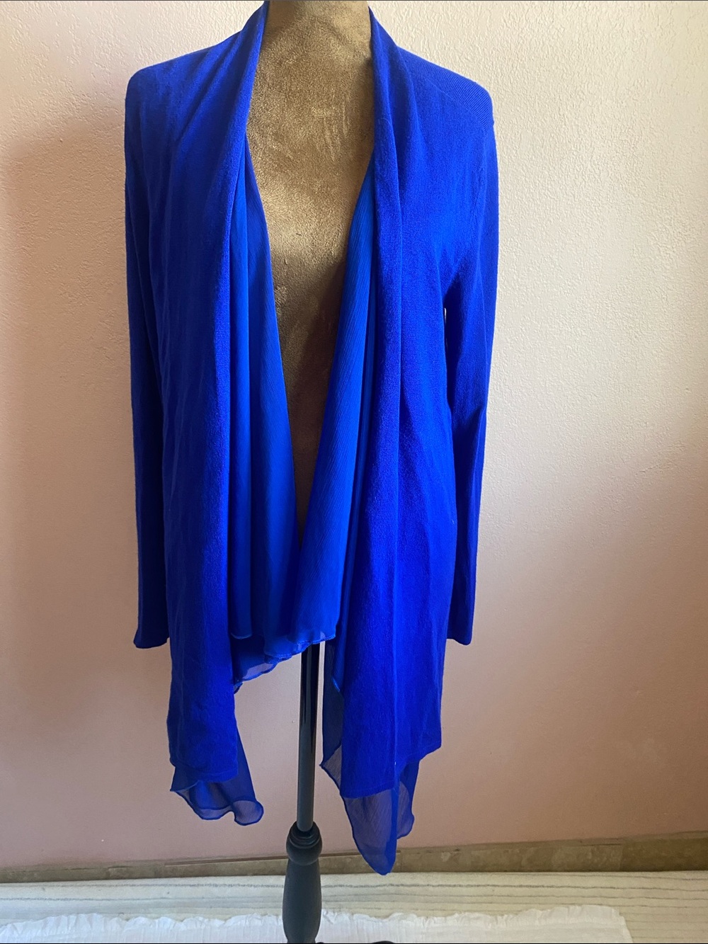 CHICO’S Cobalt Blue Draped Open Front Cardigan